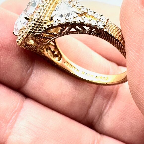 Judith Ripka Womens Ring Gold Over Sterling Silver Cubic Zirconia Size 9 - Picture 2 of 4